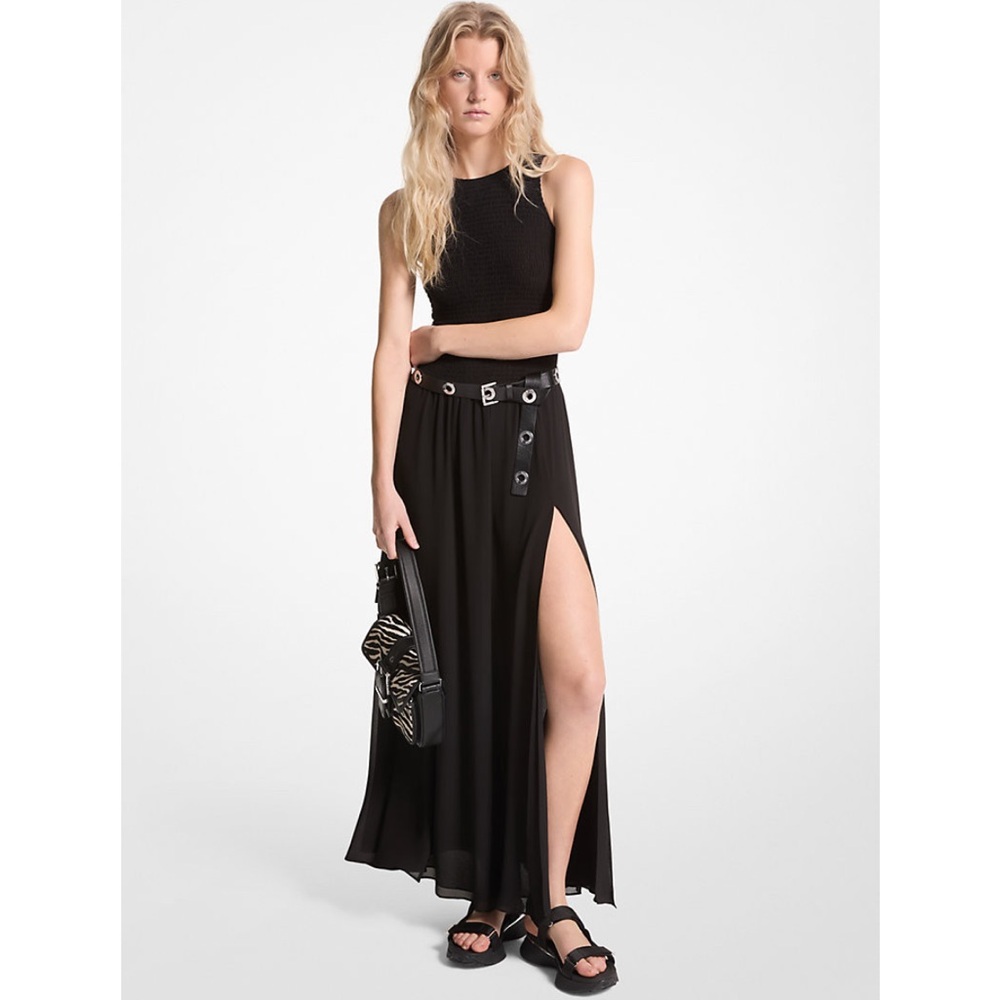 NWT Michael Kors Smocked Georgette Maxi Dress